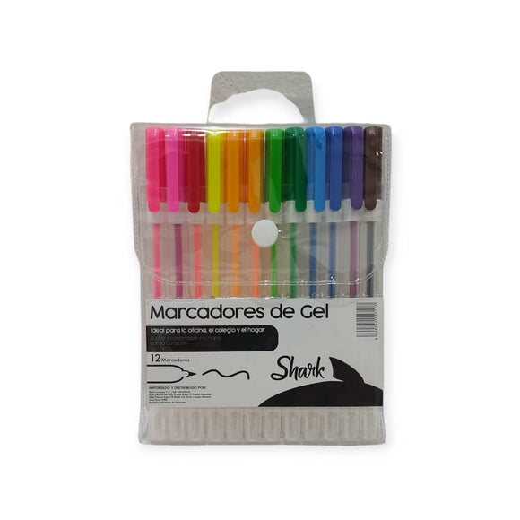 MARCADOR ESTUCHE P/F SHARK NEON 12 COLORES