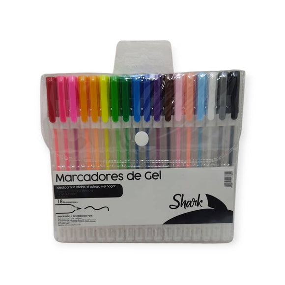 MARCADOR ESTUCHE P/F SHARK NEON 18 COLORES